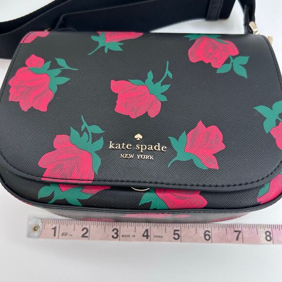NWT Kate Spade Madison Rose Toss Printed Saddle Crossbody Bag MSRP $349 KE533 - Picture 9 of 11